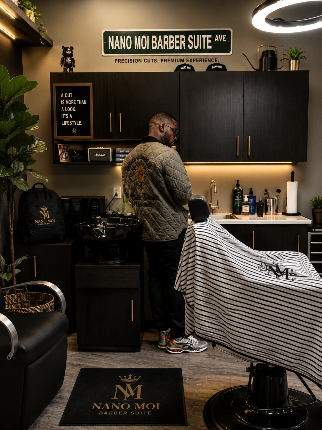Private luxury barber suite interior in East Meadow, NY